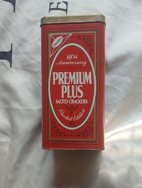 Christie's Premium Plus Salted Crackers Vintage Red Tin